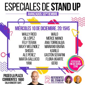 Referentes del Stand Up - Miércoles 10/12 - Paseo La Plaza, Sala Konzert Café