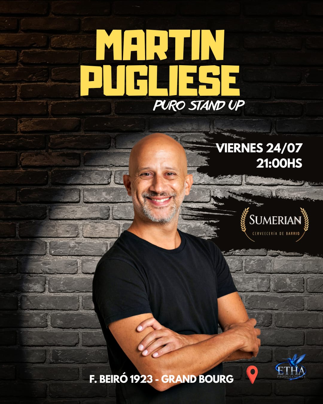 Martín Pugliese en Grand Bourg. Viernes 24 de Julio 21:00 hs. Sumerian. F. Beiró 1923. Grand Bourg ¡¡10%0FF!!